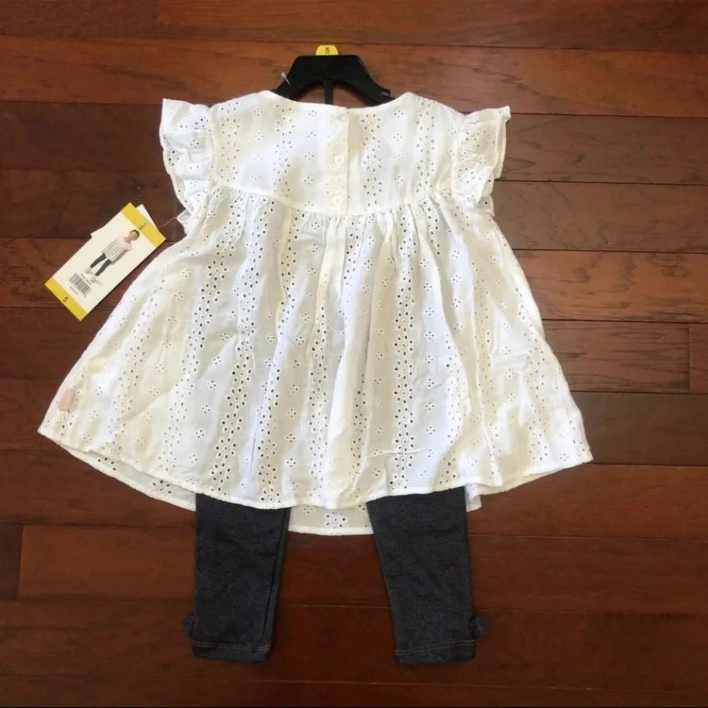 BCBGirls 2pcs Outfit Matching Set NWT 5T White cotton top with black tig… - Picture 3 of 5